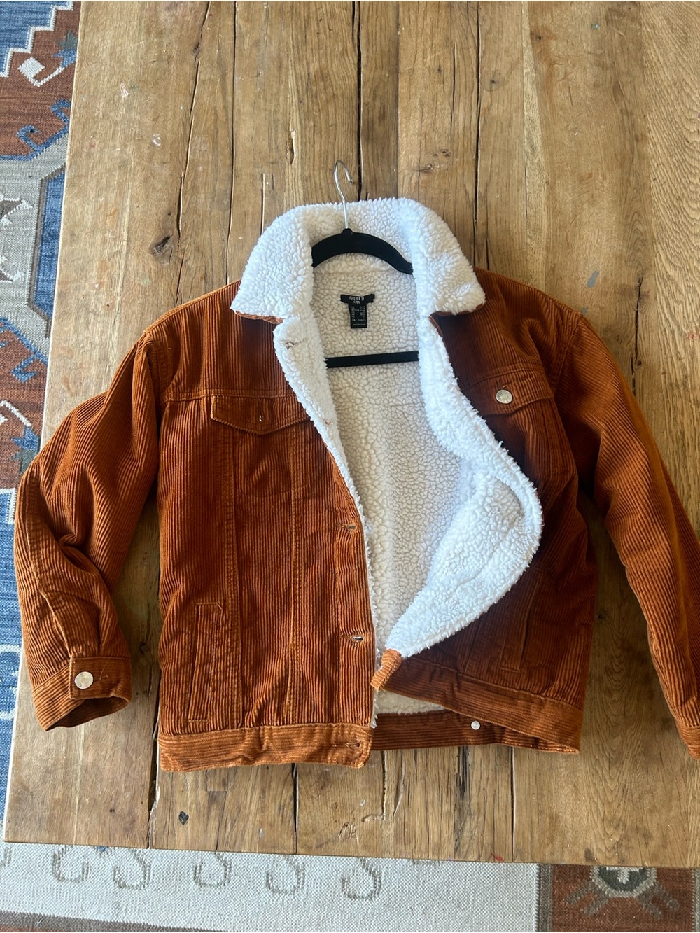 Rust Tan Corduroy Sherpa-Lined Kids Jacket warm cozy unisex XL 13-14 back2school